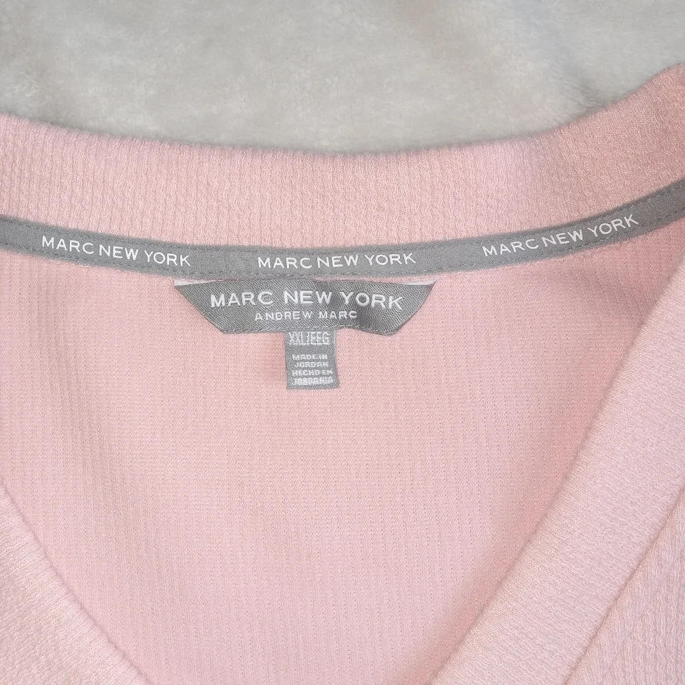 Marc NY by Andrew Marc Pink Longsleeve Ribbed V-neck Pullover Sweater size XXL - Picture 3 of 8